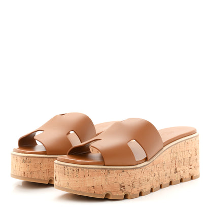 Hermes Calfskin Cork Eze 30 Sandals 41 Gold 4 of 9