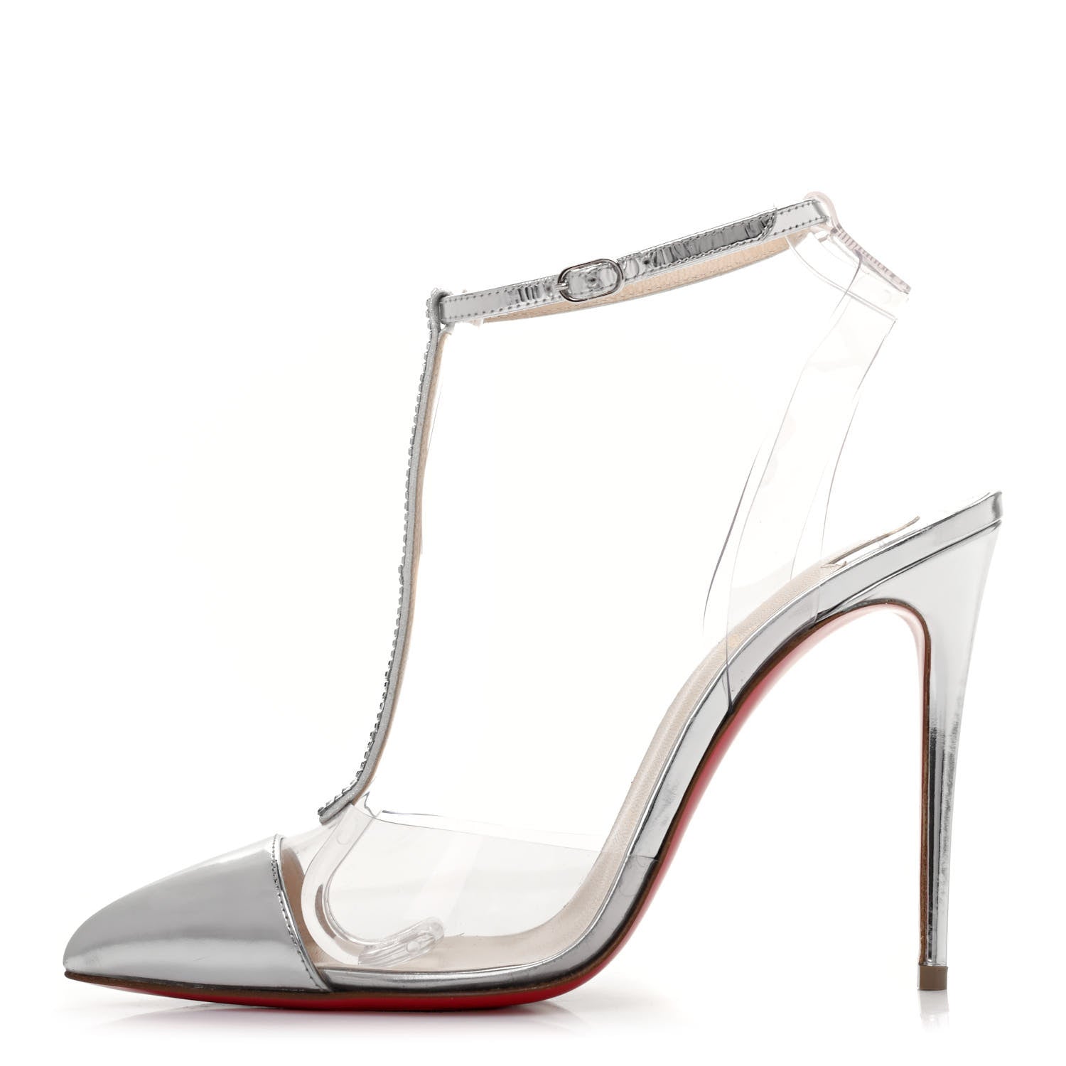 Christian Louboutin Specchio PVC Crystal Nosy 100 Pumps 37 Silver 1 of 4