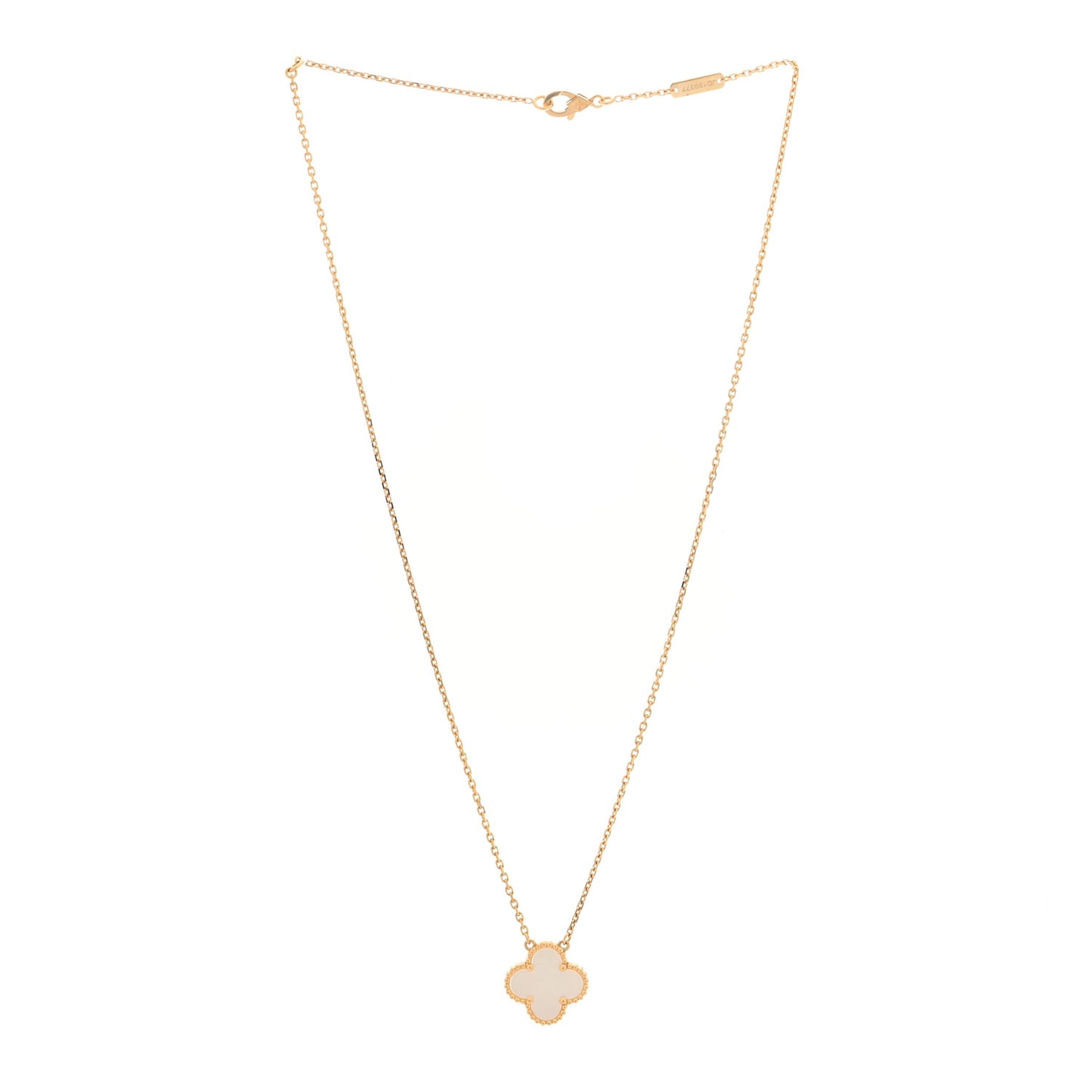 18K Yellow Gold Mother of Pearl Vintage Alhambra Pendant Necklace