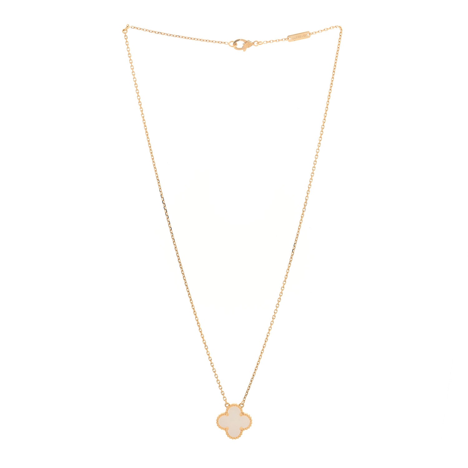 Van Cleef & Arpels 18K Yellow Gold Mother of Pearl Vintage Alhambra Pendant Necklace 3 of 5