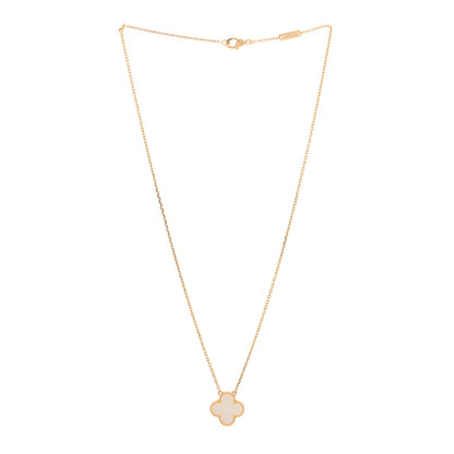Van Cleef & Arpels 18K Yellow Gold Mother of Pearl Vintage Alhambra Pendant Necklace 3 of 5