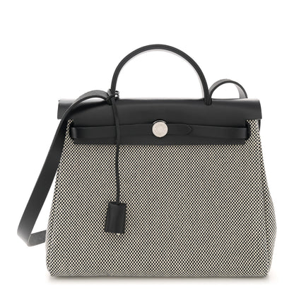 Hermes Vache Hunter Criss Viking Herbag Zip Retourne 31 PM Ecru Black 1 of 14