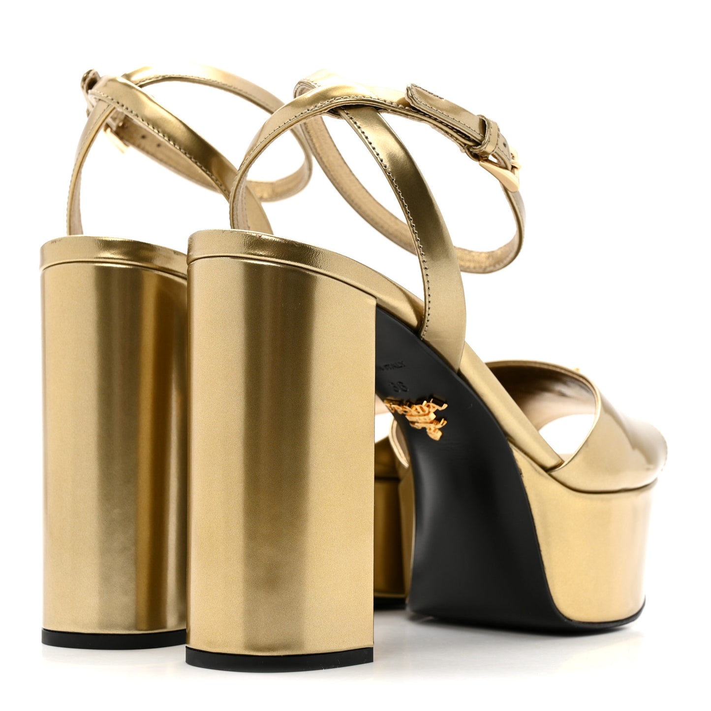 Spazzolato Metal Triangle Logo Pumps 36 Platino