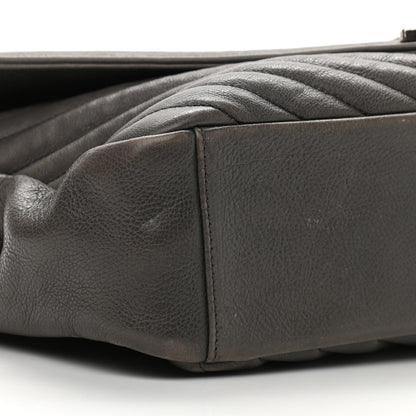 Saint Laurent Sheepskin Matelasse Chevron Monogram Large College Satchel Dark Anthracite 9 of 13