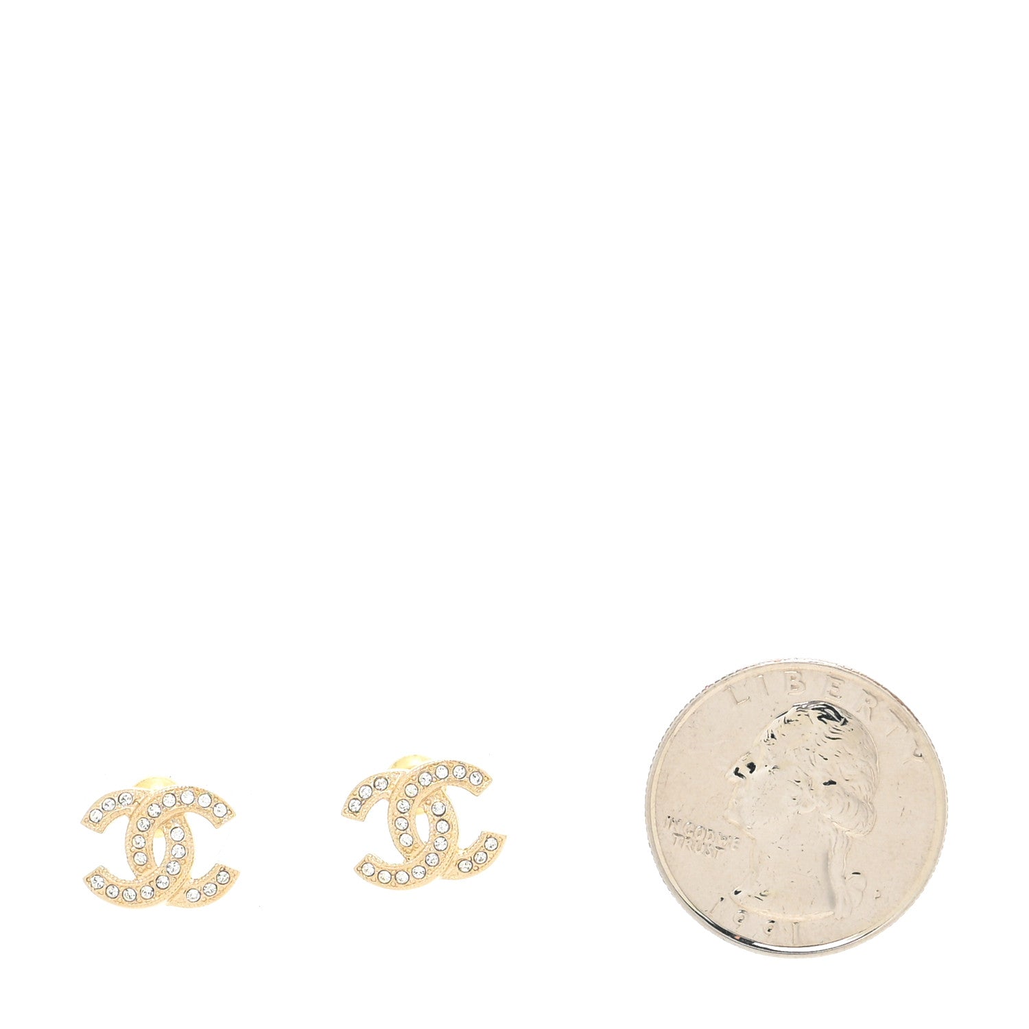 Chanel Crystal CC Earrings Gold 2 of 4