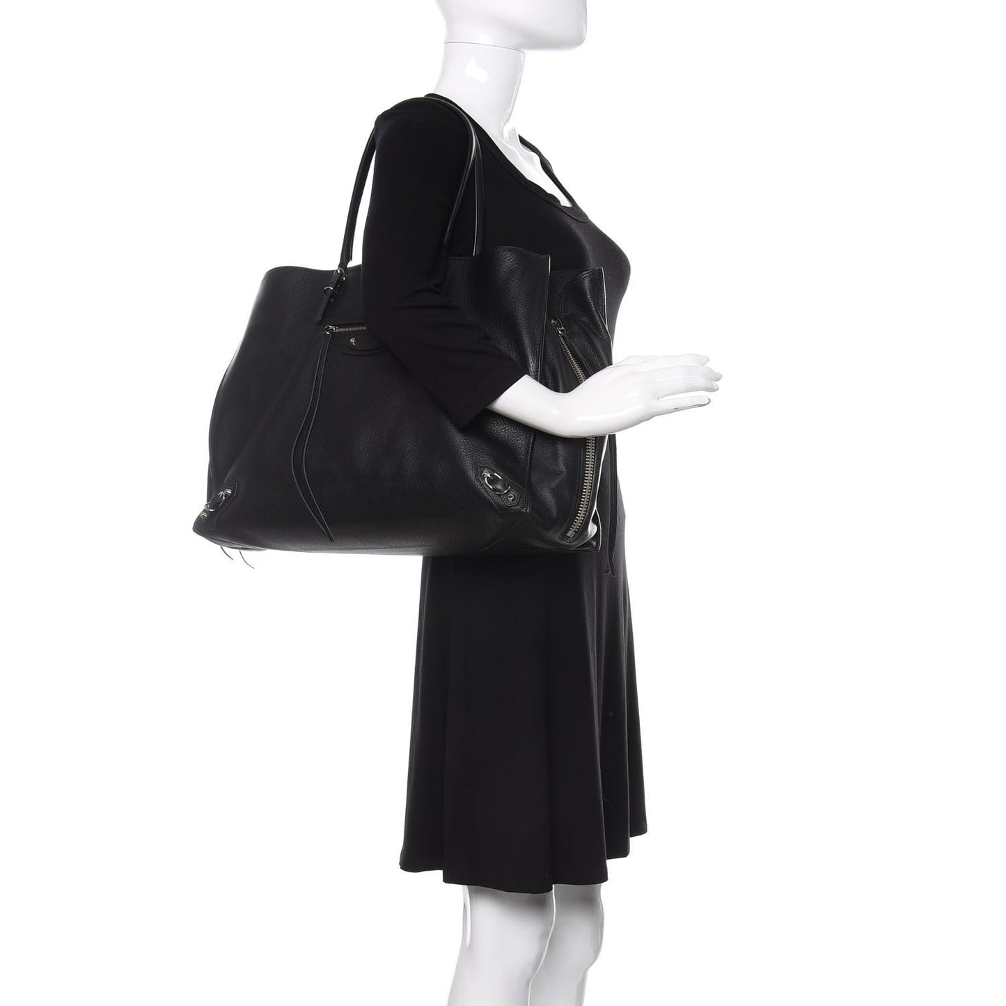 Supple Calfskin Papier A4 Zip Around Tote Black