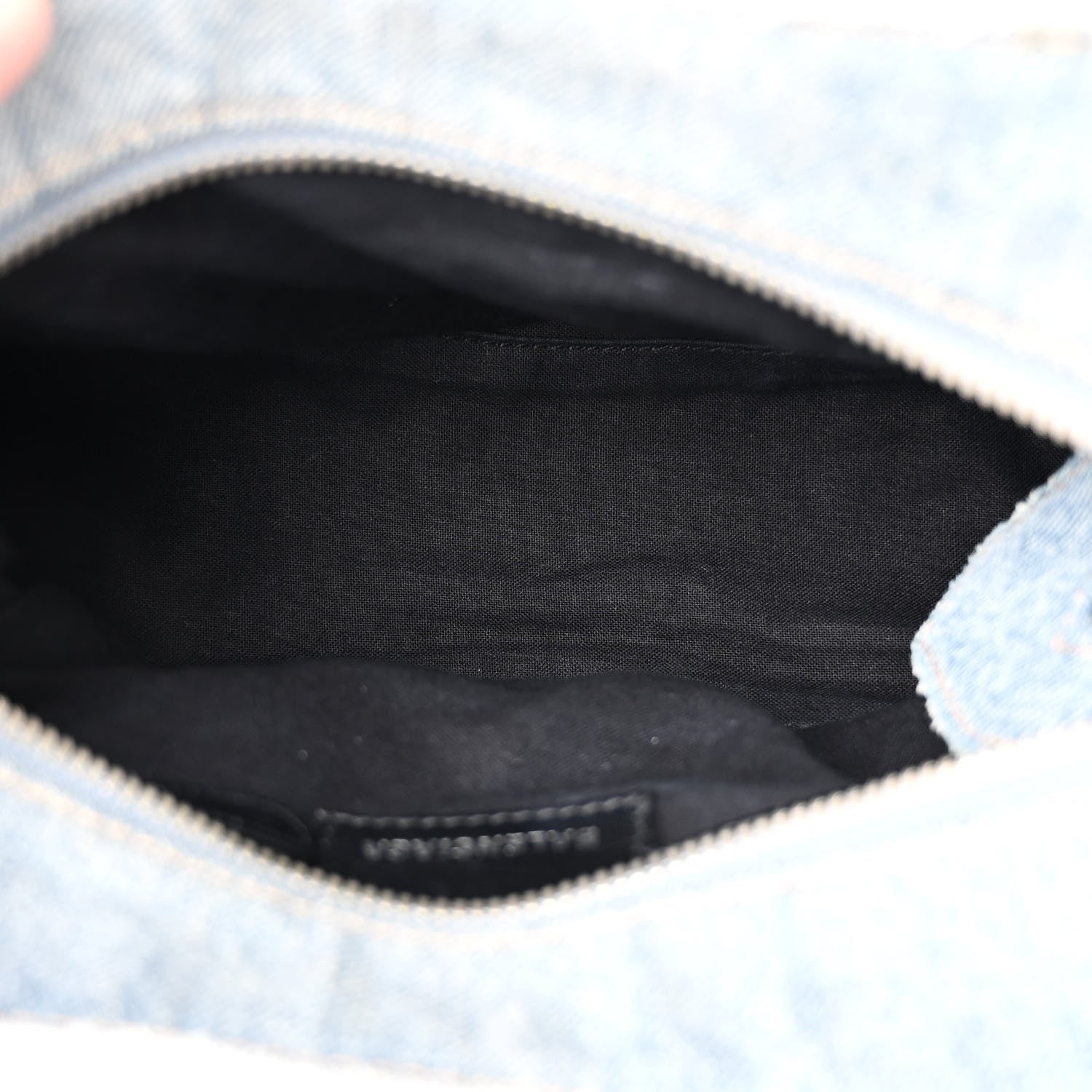 Balenciaga Washed Frayed Denim Crystal Neo Cagole Handbag XS Blue 6 of 11