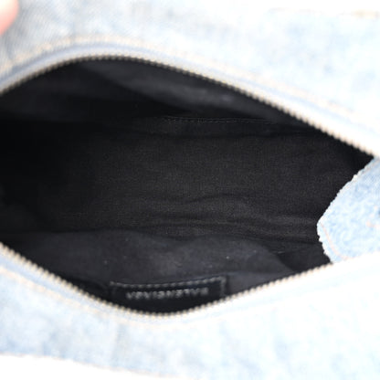 Balenciaga Washed Frayed Denim Crystal Neo Cagole Handbag XS Blue 6 of 11