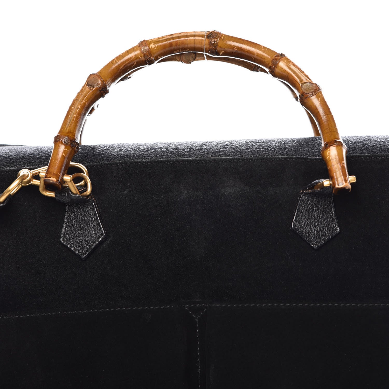 Gucci Suede Bamboo Top Handle Bag Black 8 of 22