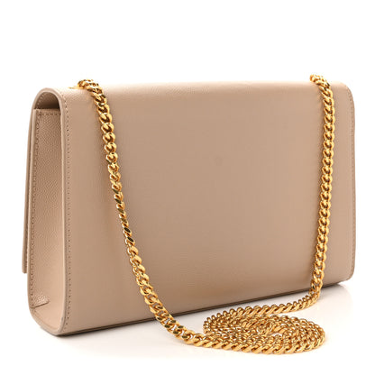 Saint Laurent Grain De Poudre Medium Monogram Kate Satchel Dark Beige 3 of 10