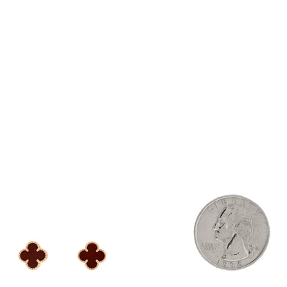 Van Cleef & Arpels 18K Rose Gold Carnelian Sweet Alhambra Earrings 2 of 5