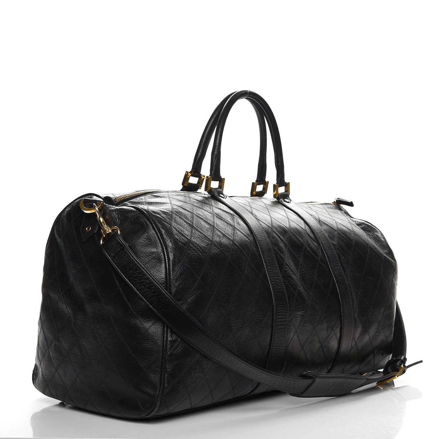Calfskin Stitched Duffel Bag Black