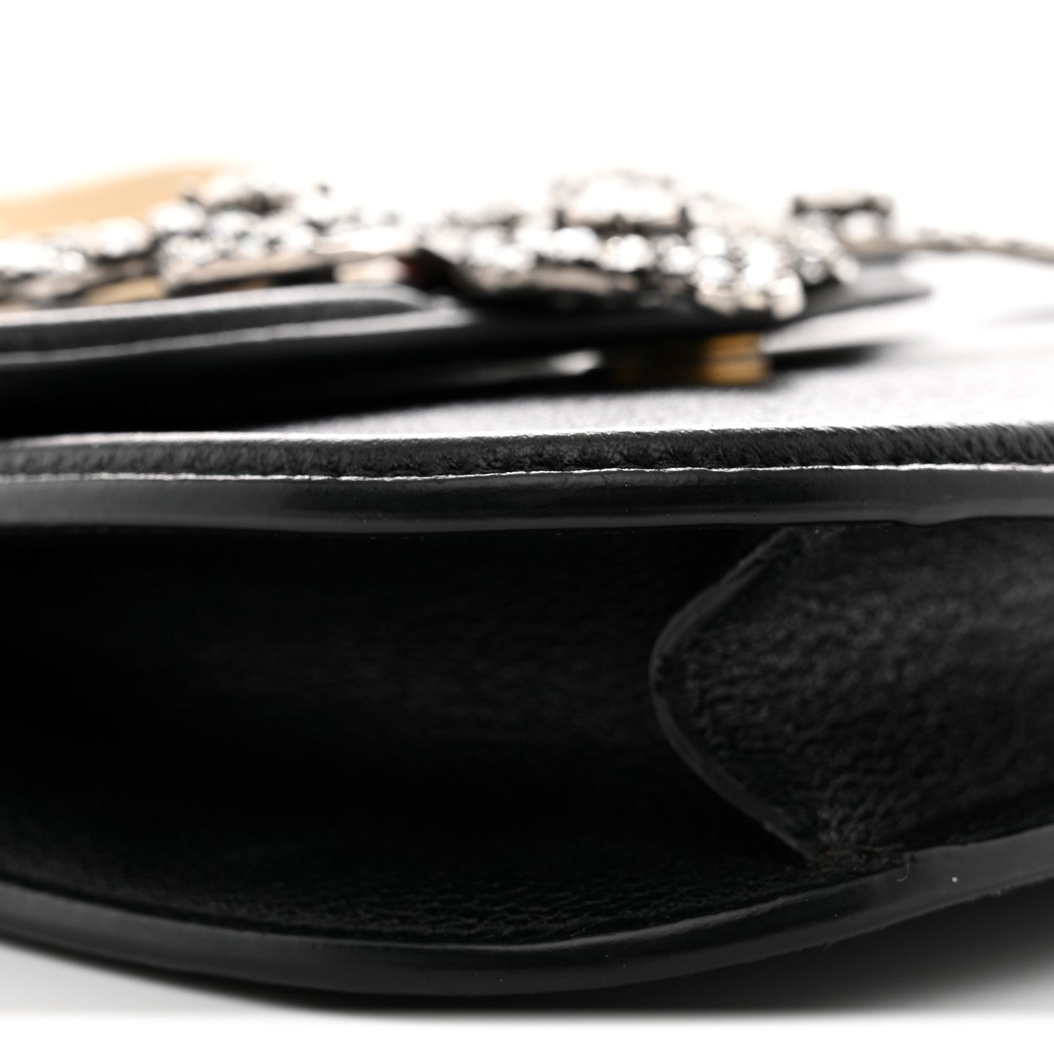 Gucci Calfskin Web Crystal Butterfly Stripe Small Totem Shoulder Bag Black 9 of 11