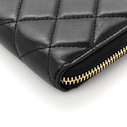 Chanel Lambskin Quilted Large Gusset Zip Around Wallet Black 10 of 12