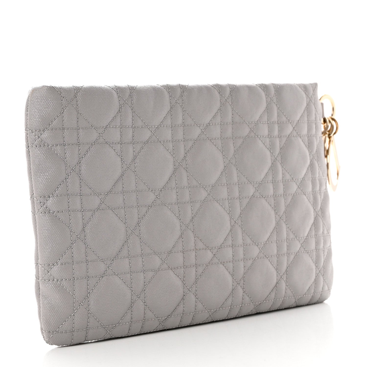 Christian Dior Coated Canvas Cannage Panarea Pouch Silver 3 of 7