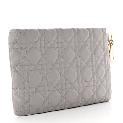 Christian Dior Coated Canvas Cannage Panarea Pouch Silver 3 of 7