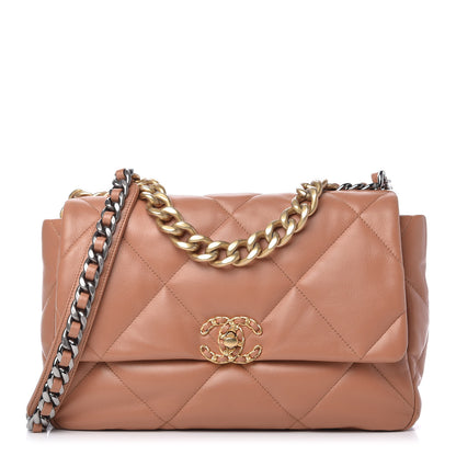 Chanel Lambskin Quilted Large Chanel 19 Flap Brown 1 of 10