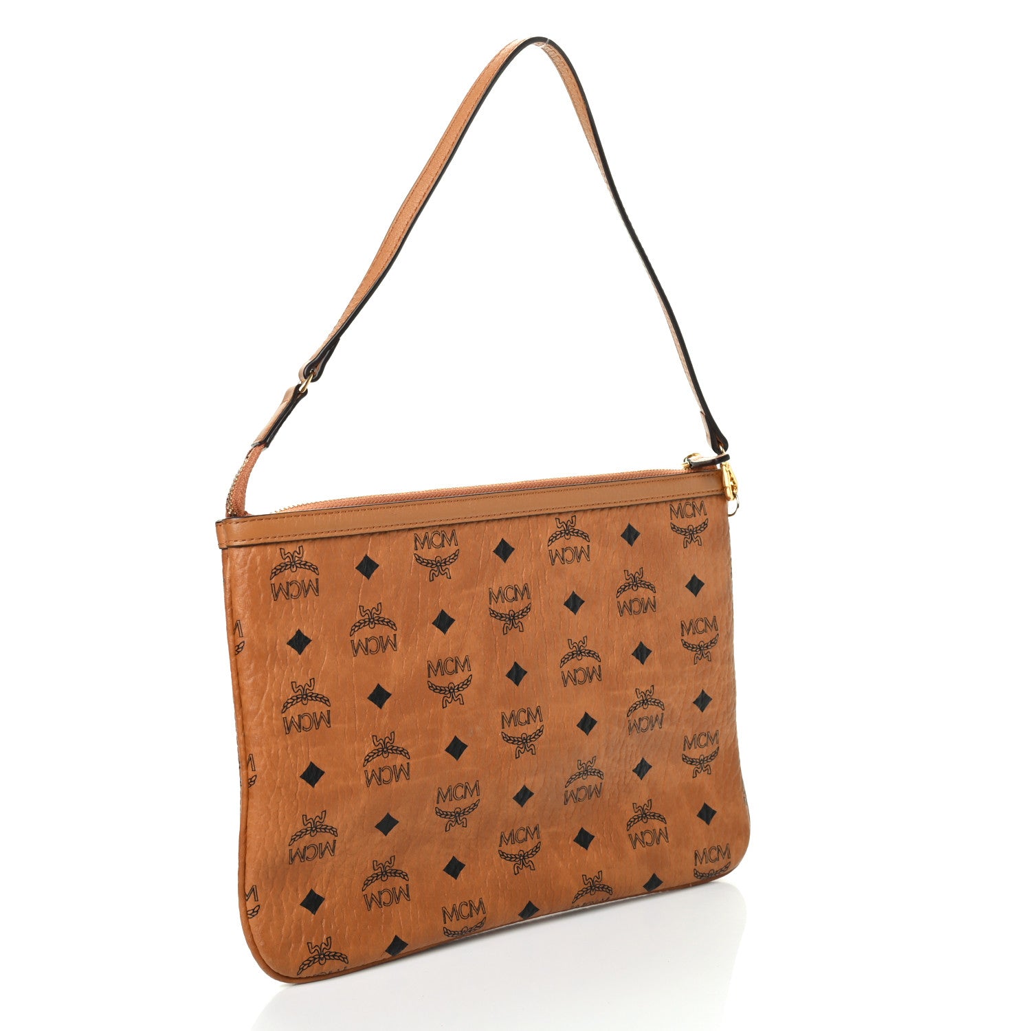 MCM Visetos Liz Shopper Tote Pouch Cognac 2 of 4