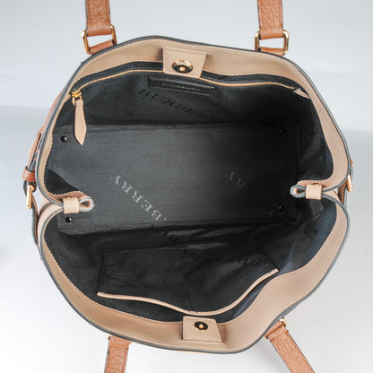 Burberry Heritage Grain Large Clarborough Tote Taupe Brown 5 of 7