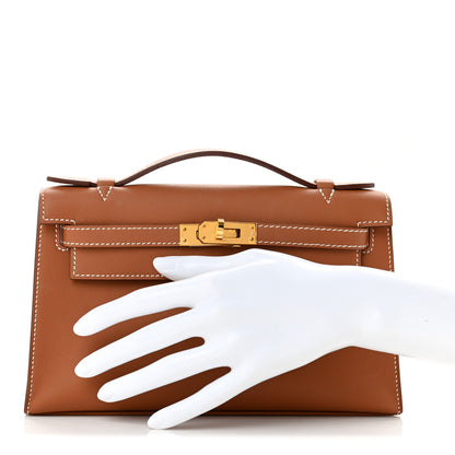 Hermes Swift Kelly Pochette Clutch Gold 2 of 12