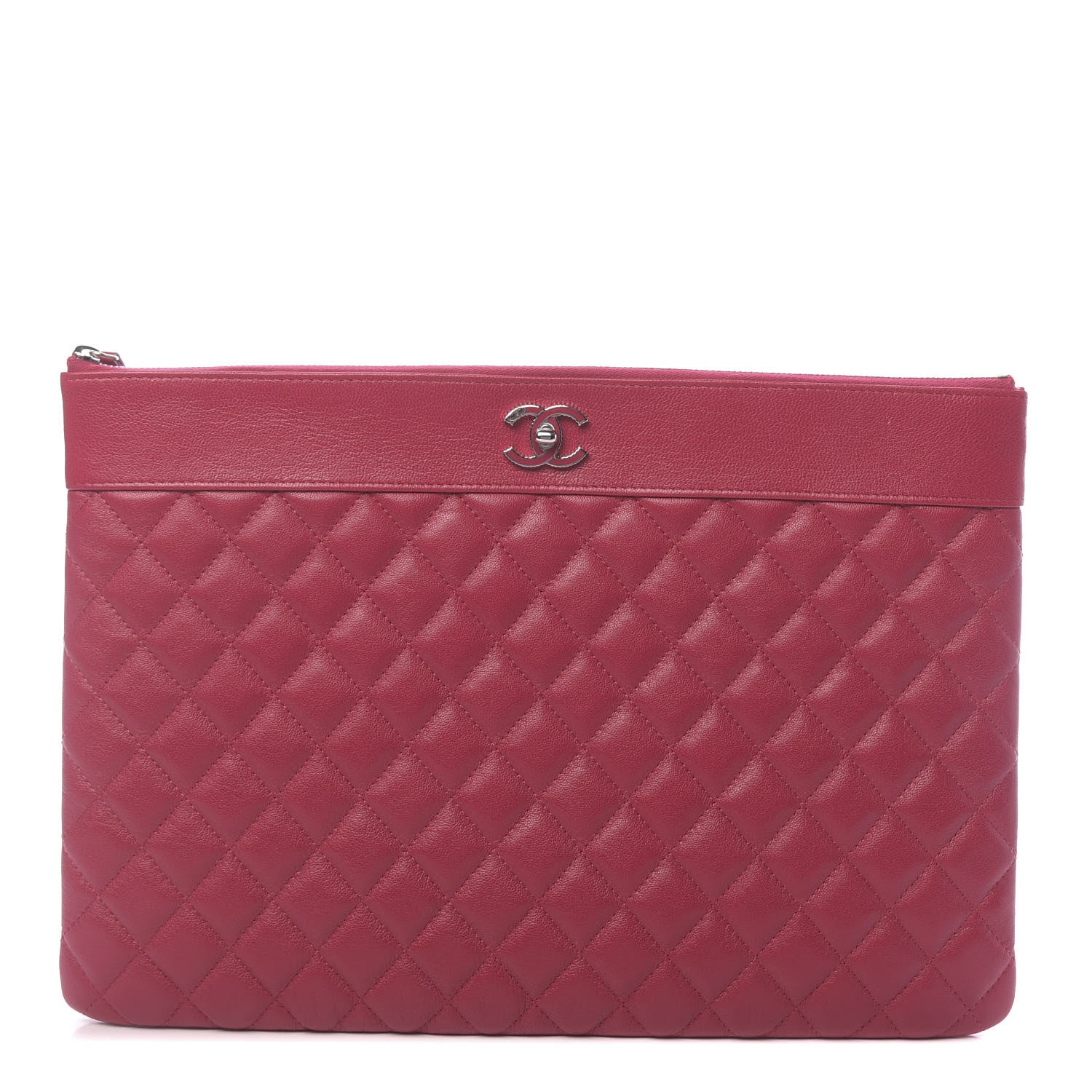 Chanel Lambskin Quilted Large Vintage Mademoiselle Cosmetic Case Red 1 of 9