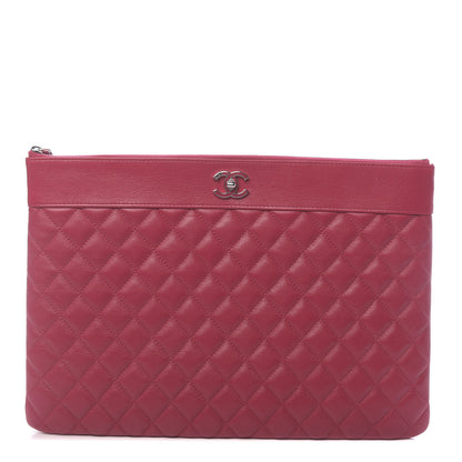 Chanel Lambskin Quilted Large Vintage Mademoiselle Cosmetic Case Red 1 of 9