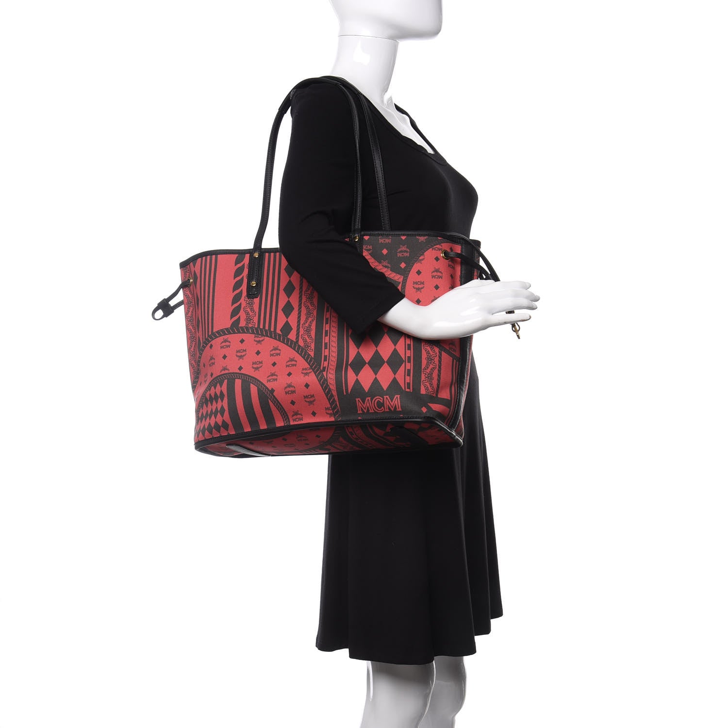 MCM Visetos Medium Liz Reversible Shopper Red 2 of 17