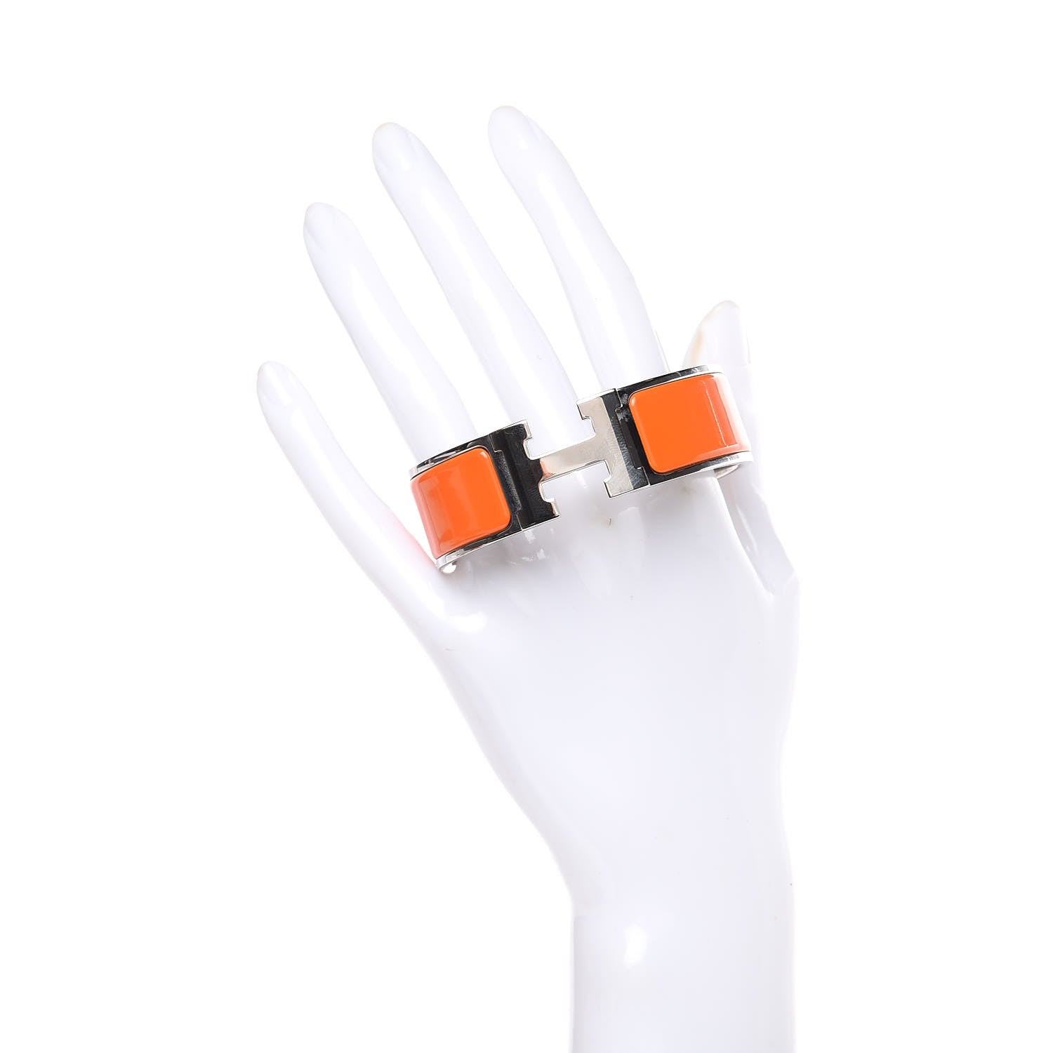 Hermes Enamel Wide Clic Clac H Bracelet GM Orange 2 of 6
