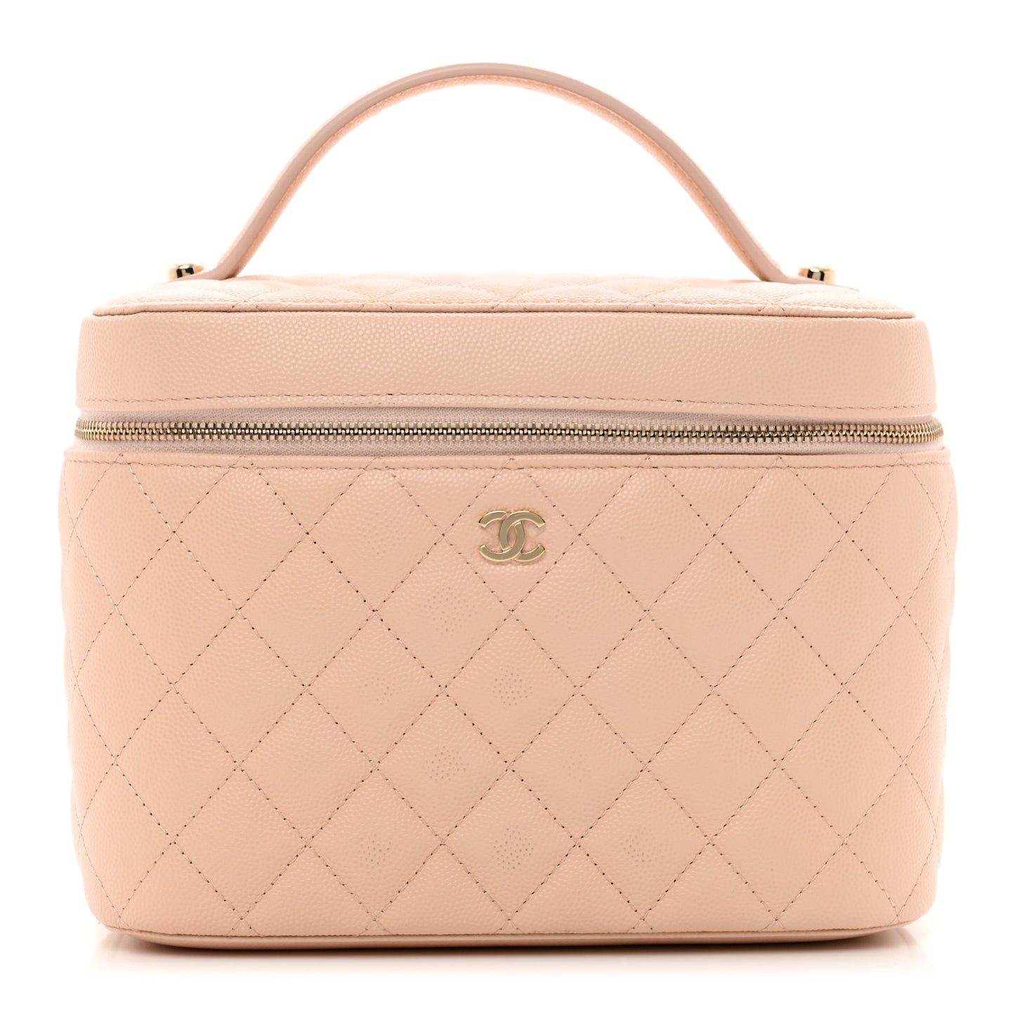 Caviar Quilted Large Vanity Pouch Light Beige