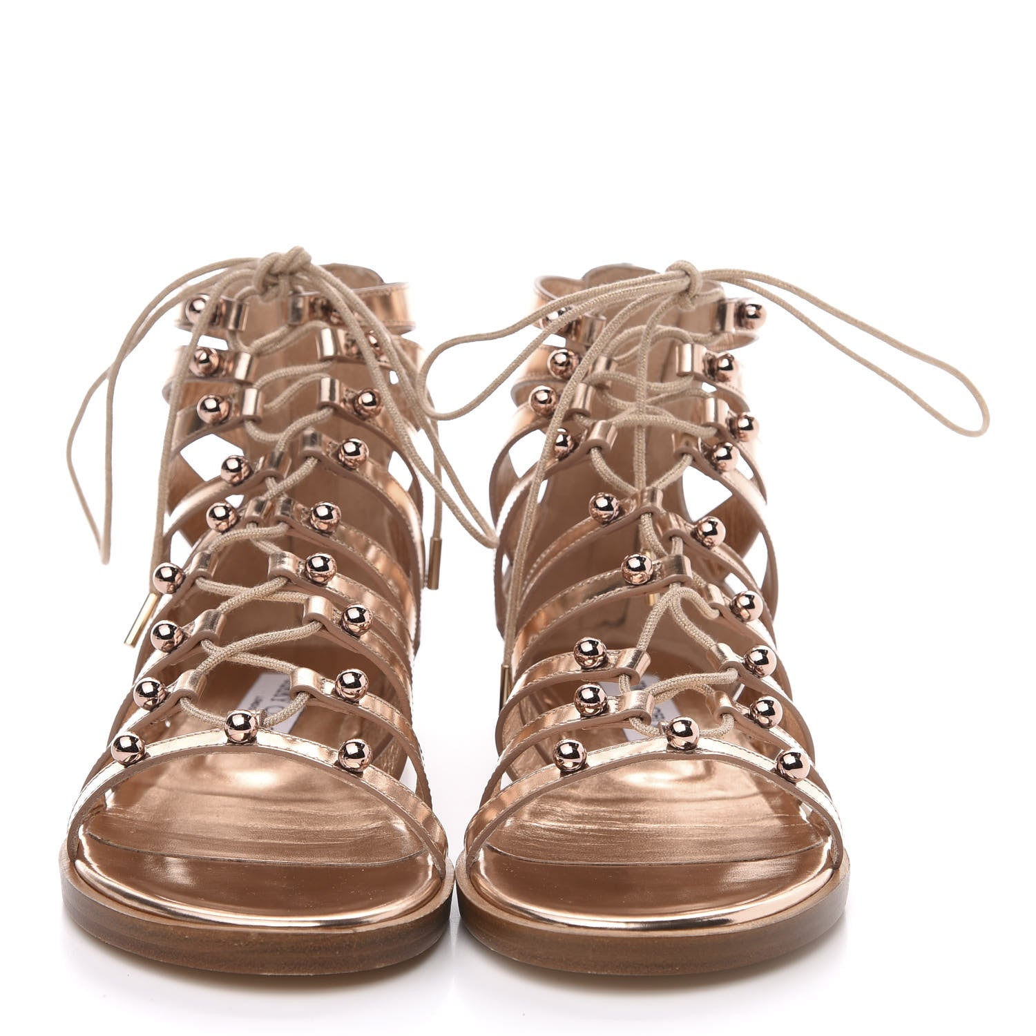 Jimmy Choo Metallic Mirror Calfskin Gigi Lace Up Sandal 37 Tea Rose 3 of 8