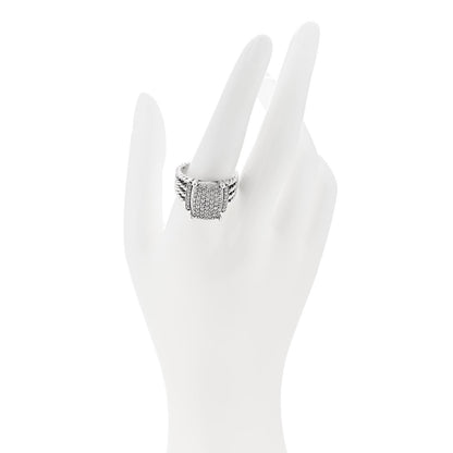 David Yurman Sterling Silver Diamond 16mm Wheaton Ring 62 10 2 of 6