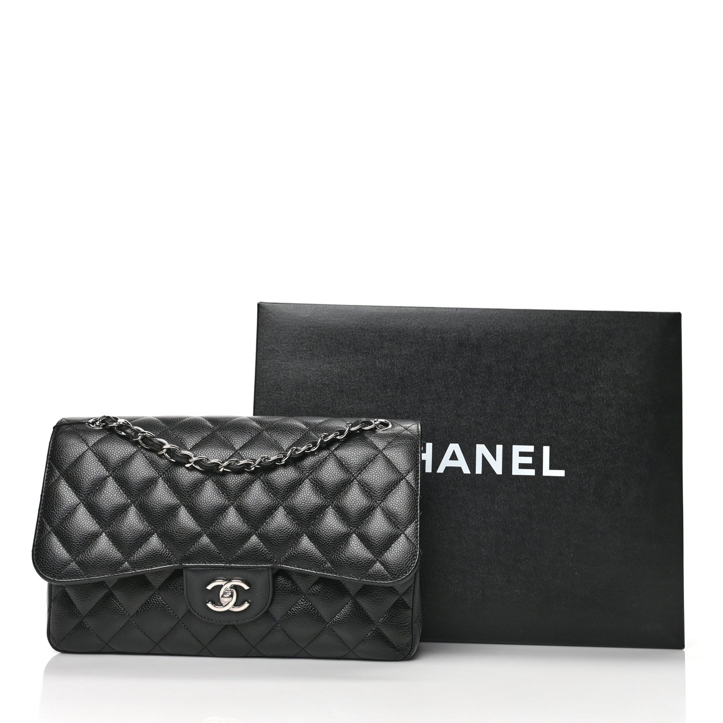 Caviar Quilted Jumbo Double Flap Black
