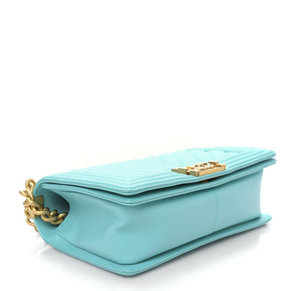 Chanel Lambskin Chevron Quilted Medium Boy Flap Turquoise 4 of 9