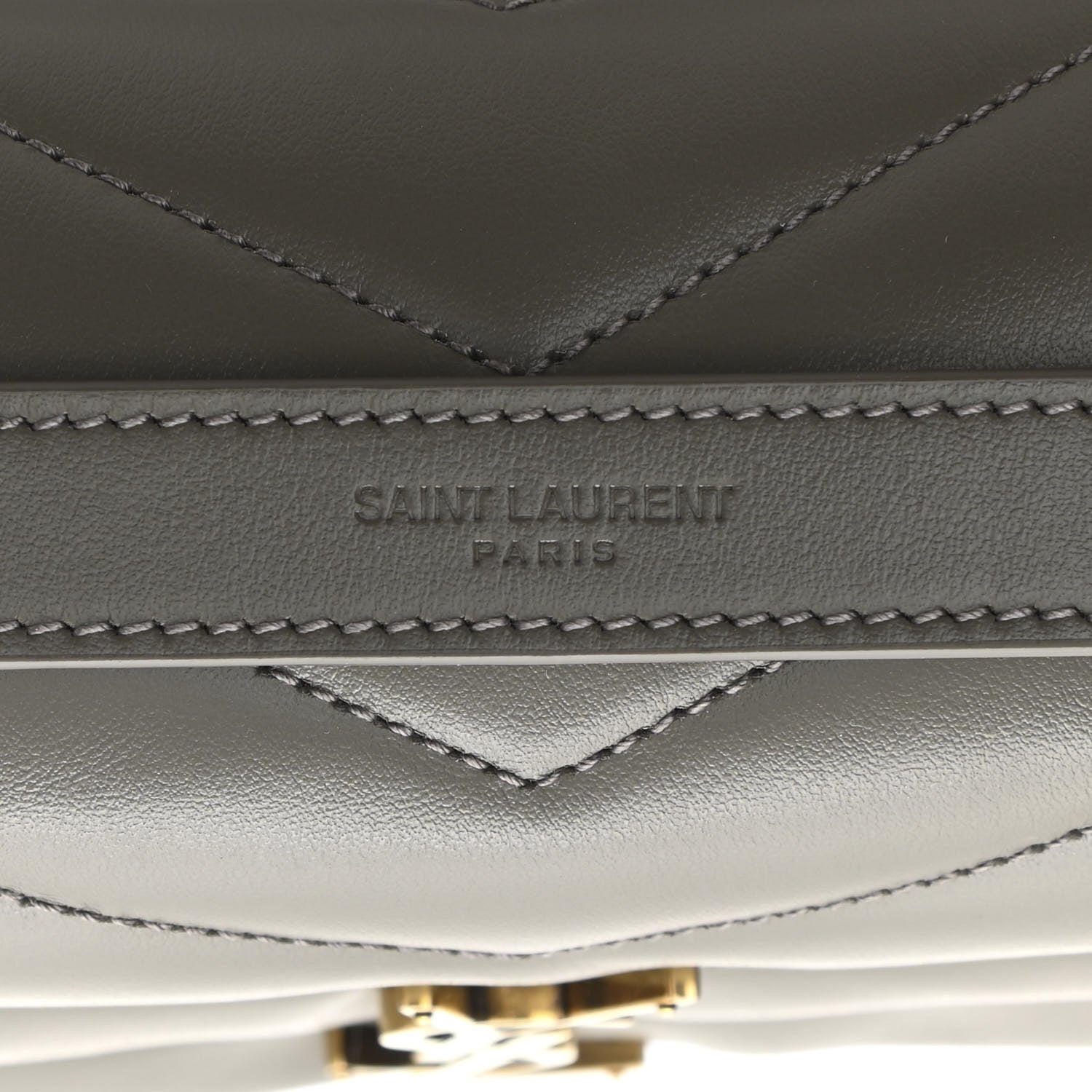 Saint Laurent Calfskin Y Quilted Monogram Small Loulou Chain Satchel Taupe 9 of 11