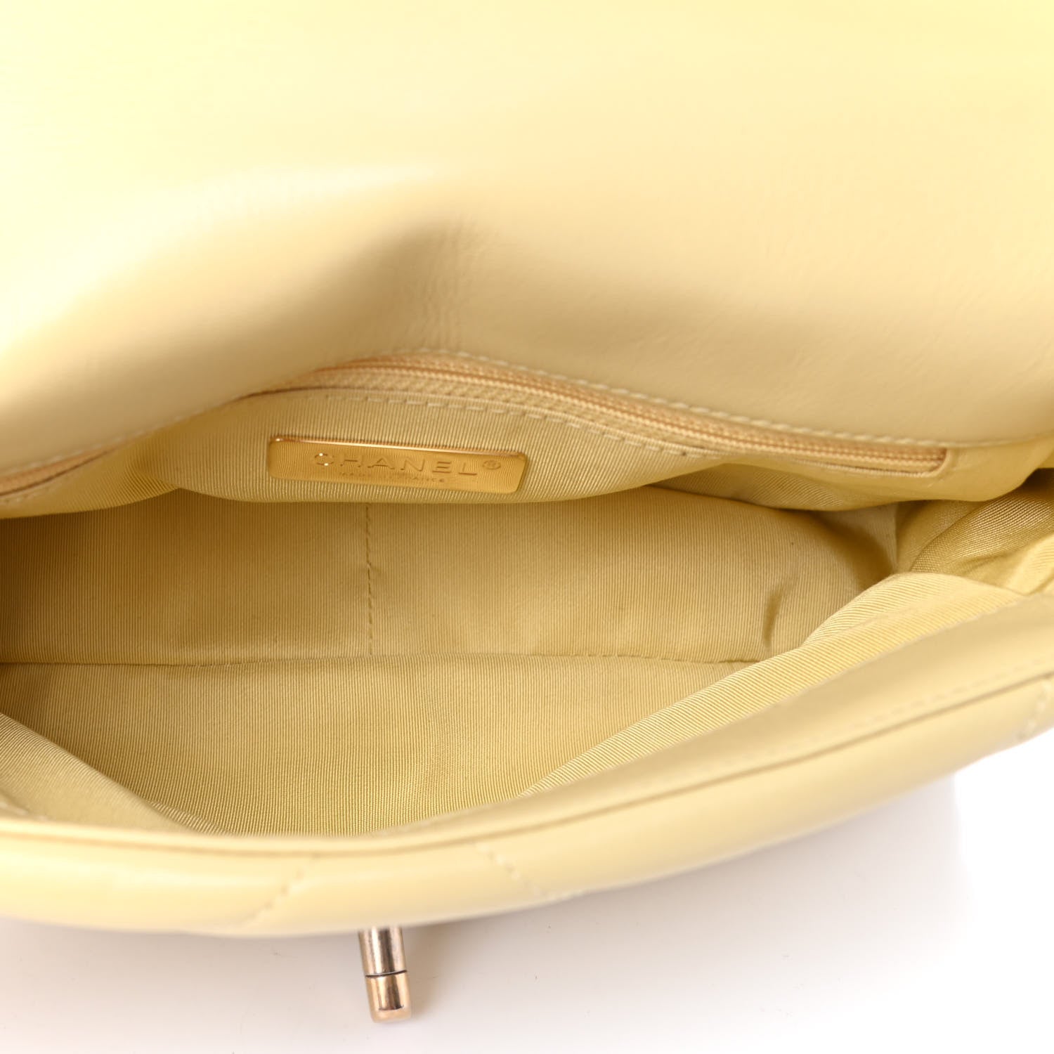 Chanel Shiny Goatskin Quilted Medium Chanel 19 Flap Yellow 5 of 11