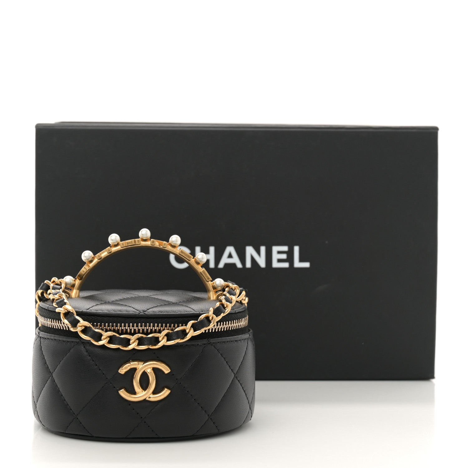 CHANEL ビンテージ　サイコロヴァニティ　黒 CHANEL Vintage Timeless Vanity Case Bag Black Caviar Leather CC