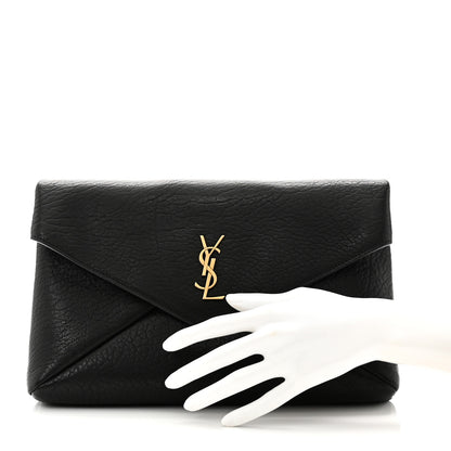 Saint Laurent Grained Lambskin Cassandre Envelope Pouch Black 2 of 9