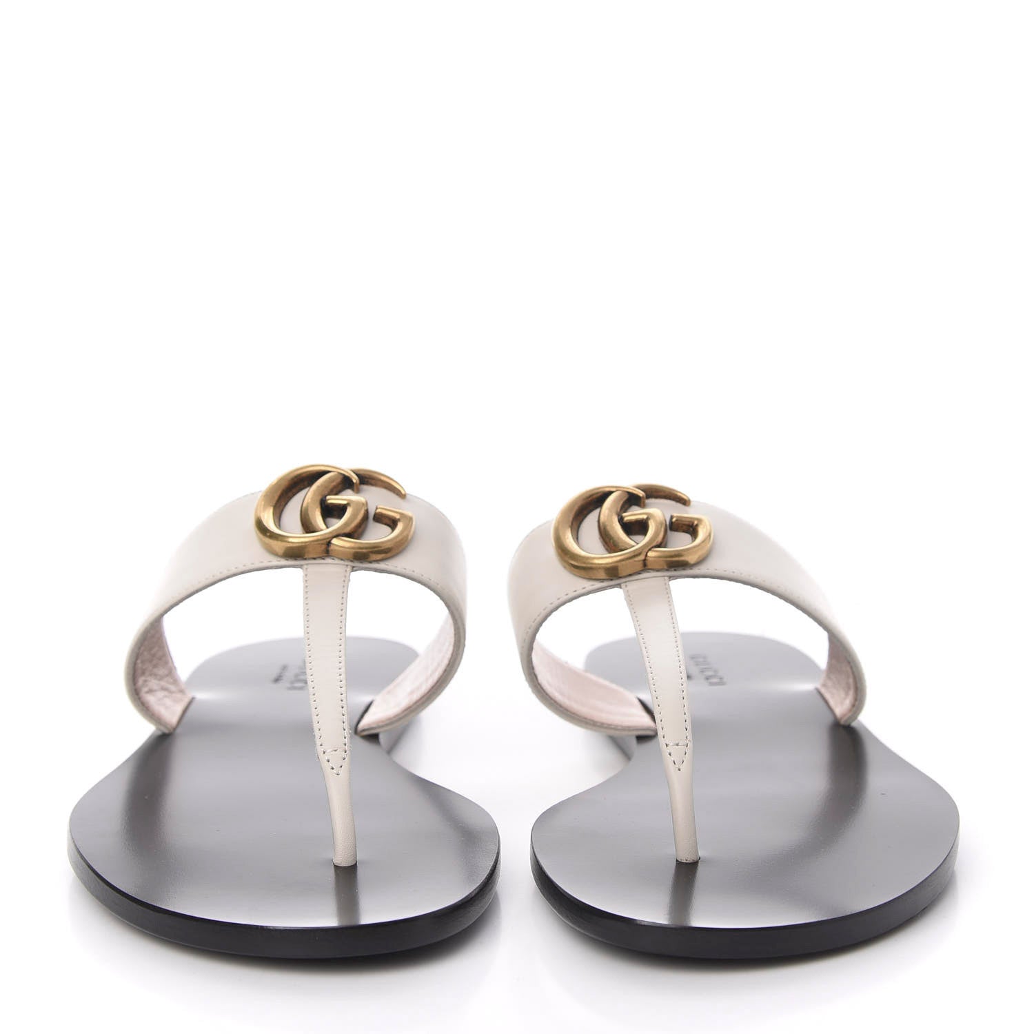 Gucci Calfskin GG Marmont Thong Sandals 37 Mystic White 2 of 10