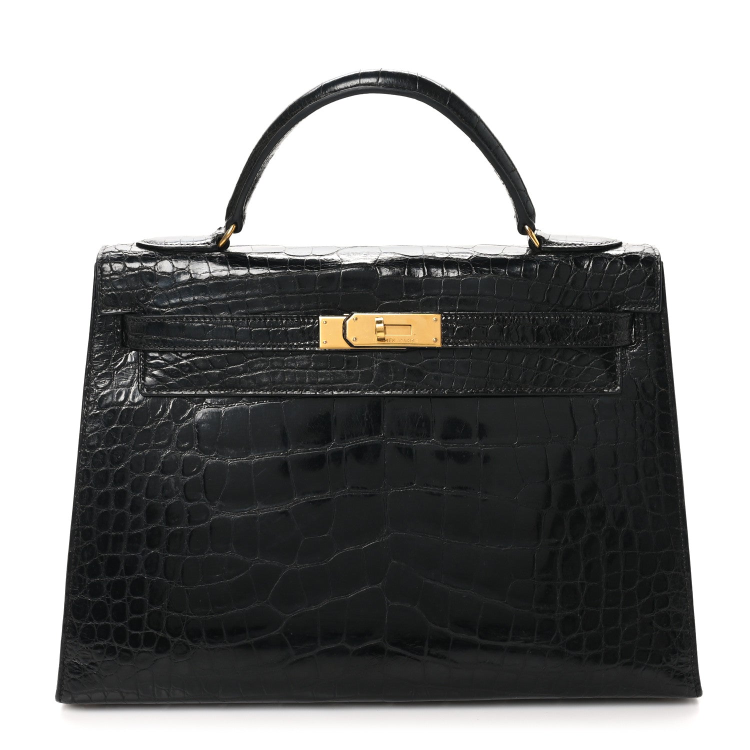 Hermes Shiny Alligator Kelly Sellier 32 Black 1 of 10
