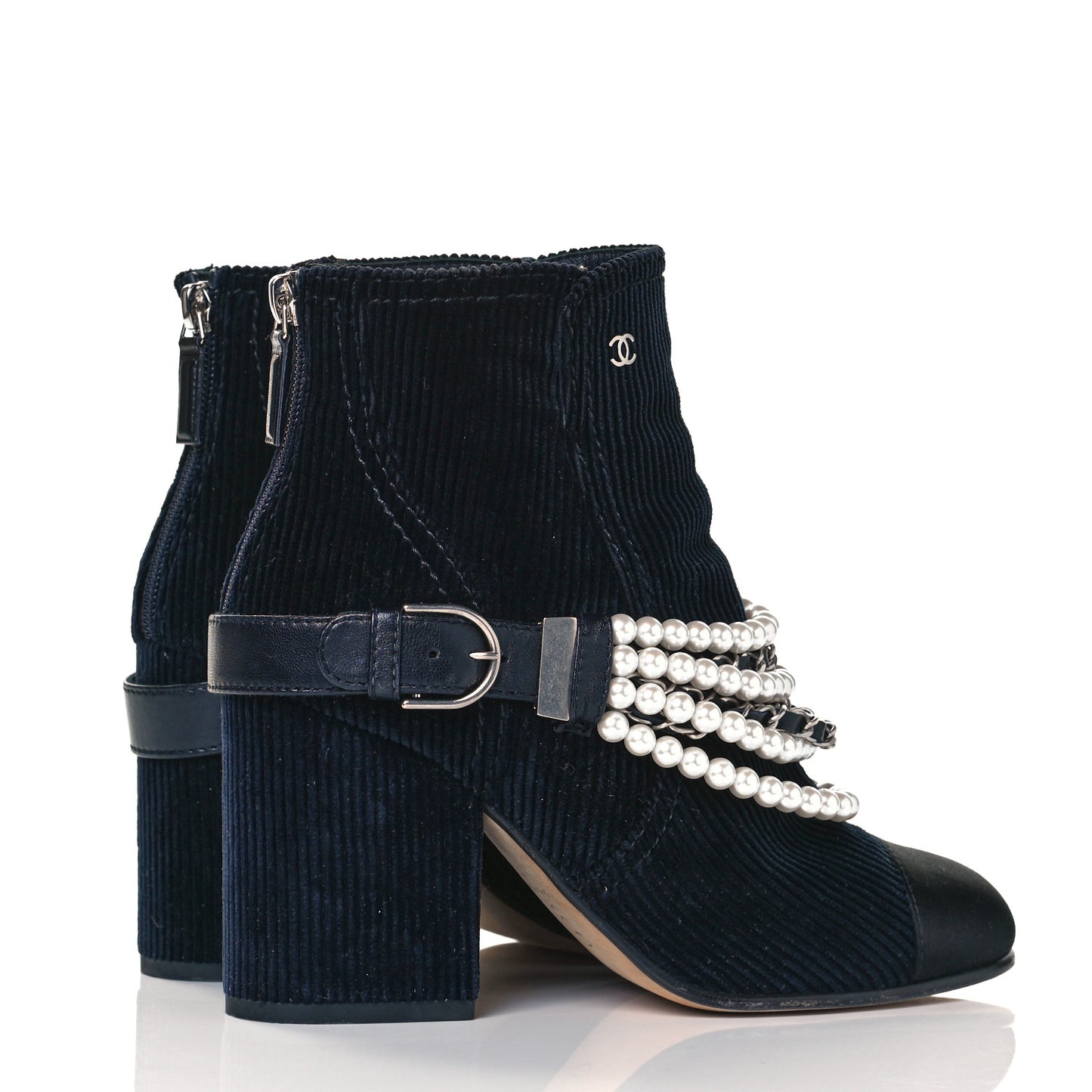 Velvet Satin Cap Cap Toe Short Boots 37 Navy Black