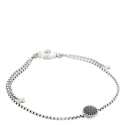 David Yurman Sterling Silver Black Diamond 9mm Chatelaine Petite Pave Bracelet 1 of 3