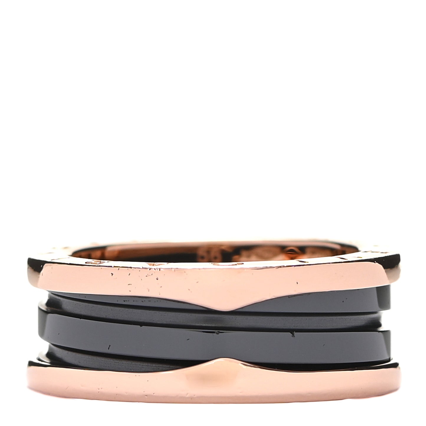 18K Rose Gold Black Ceramic B.Zero1 Two-Band Ring 56 7.5
