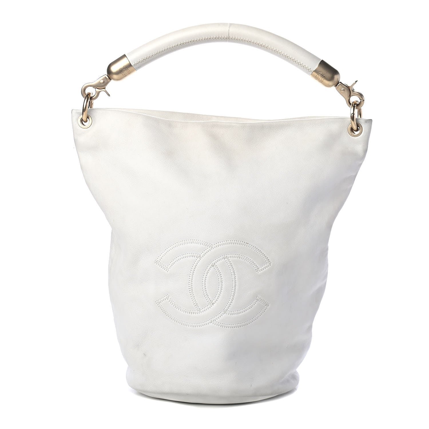 Chanel Calfskin CC Bucket Hobo White 1 of 5
