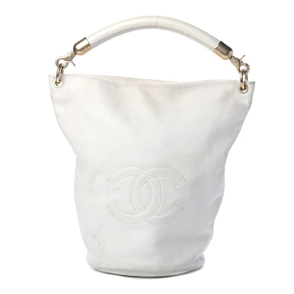 Chanel Calfskin CC Bucket Hobo White 1 of 5
