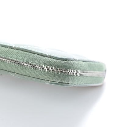 Chanel Faded Patent Calfskin Quilted Small Zip Around Wallet Green 11 of 13