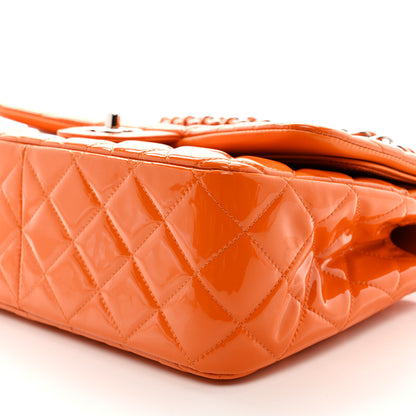 Chanel Patent Quilted Jumbo Double Flap Orange 10 of 10