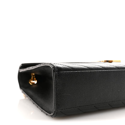 Saint Laurent Grain De Poudre Matelasse Chevron Large Monogram Satchel Black 7 of 8