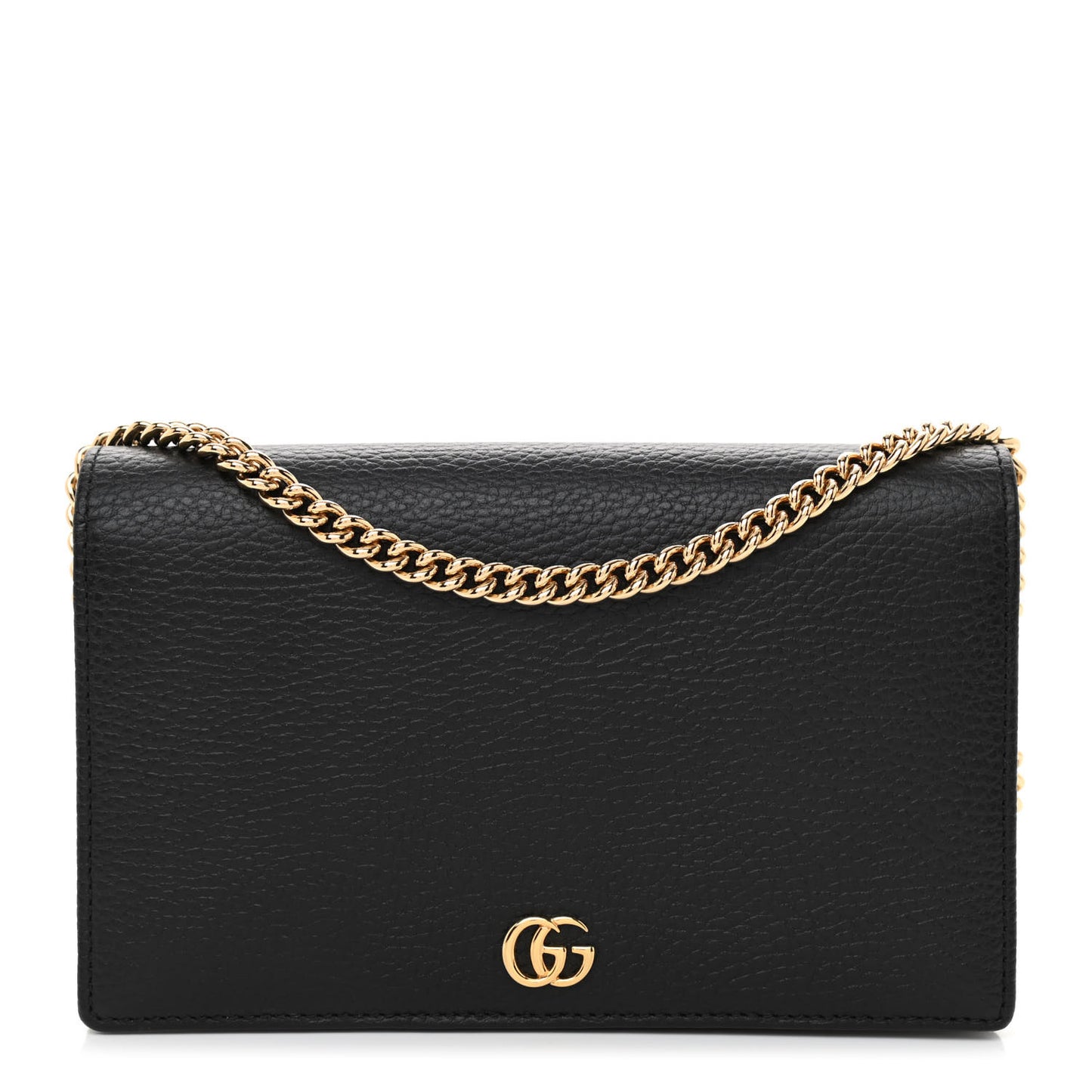 Calfskin Mini GG Marmont Chain Wallet Black