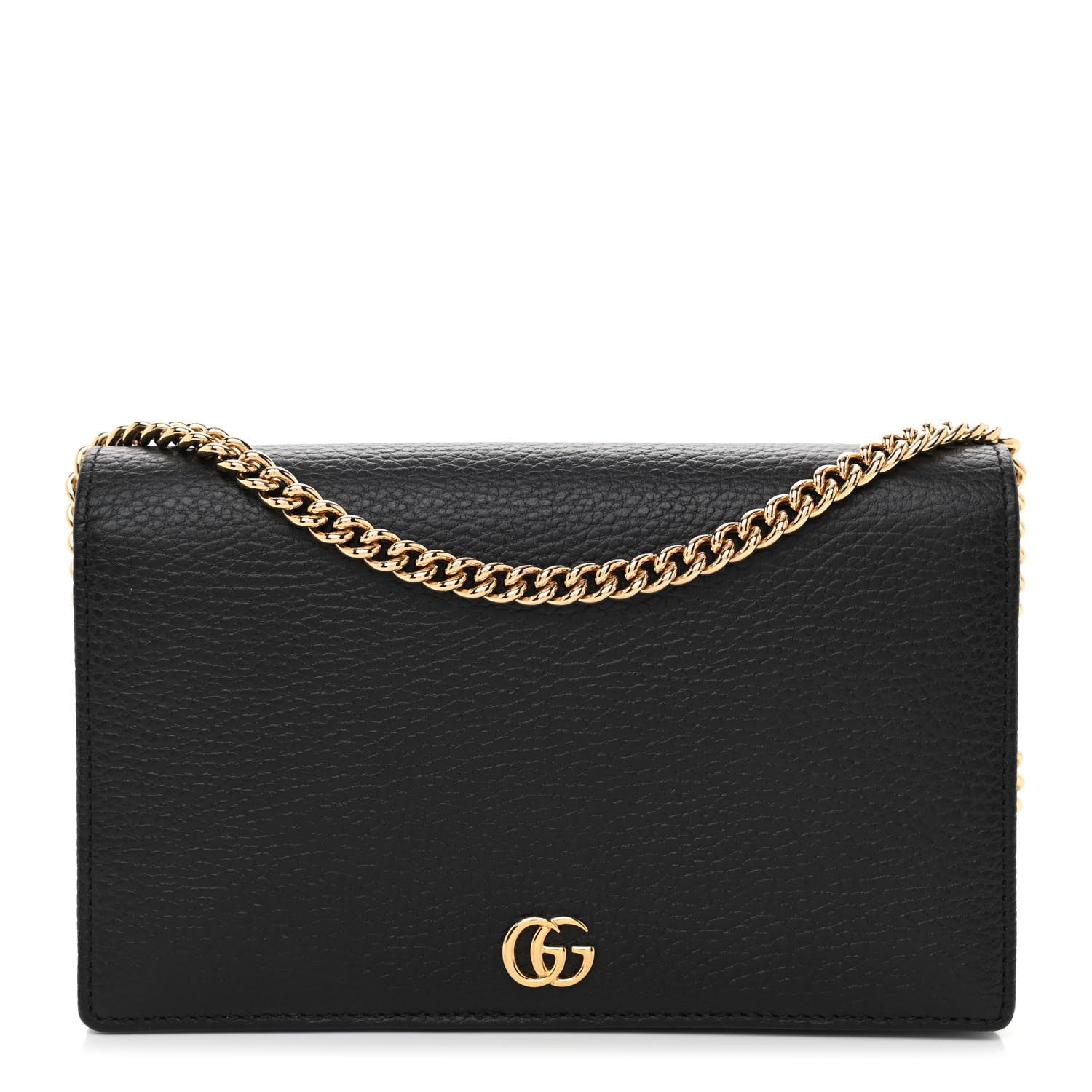 Gucci Calfskin Mini GG Marmont Chain Wallet Black 1 of 8