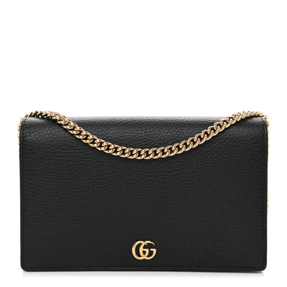 Gucci Calfskin Mini GG Marmont Chain Wallet Black 1 of 8